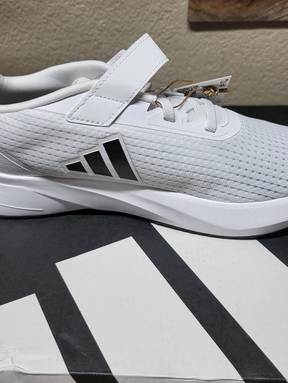 *NEW* Adidas Duramo EL K White/Black Running Sneakers Shoes Size 4  IG2461